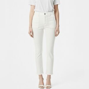 LOFT Skinny Crop Utility Jeans Raw Cut Hem White 6/28